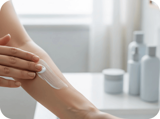 Applying cream to a womans inside forearm Square-modified