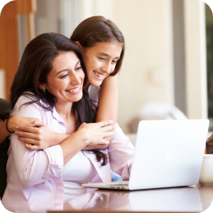 Woman and Daughter Smiling